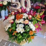 Cos Floral cu Trandafiri, Crini , Crizanteme si Alstromeria